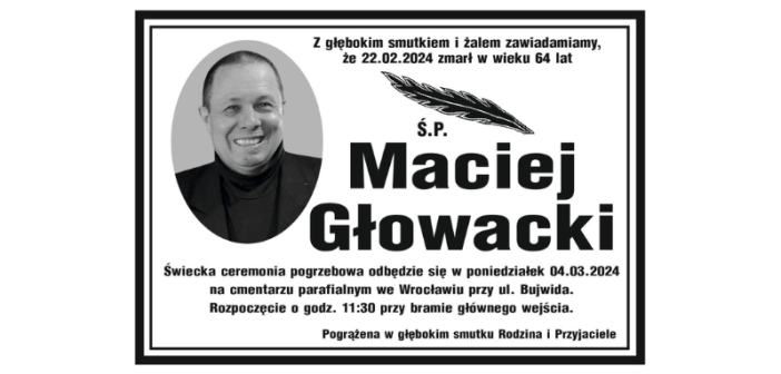 Zmarł Maciej Głowacki